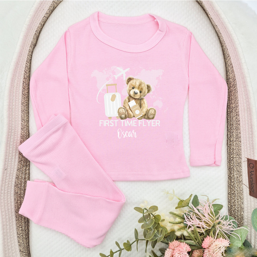 Personalised Teddy Bear First Time Flyer Ribbed Loungewear