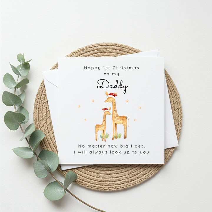 Personalised Giraffe Happy First Christmas As My Daddy Christmas Card