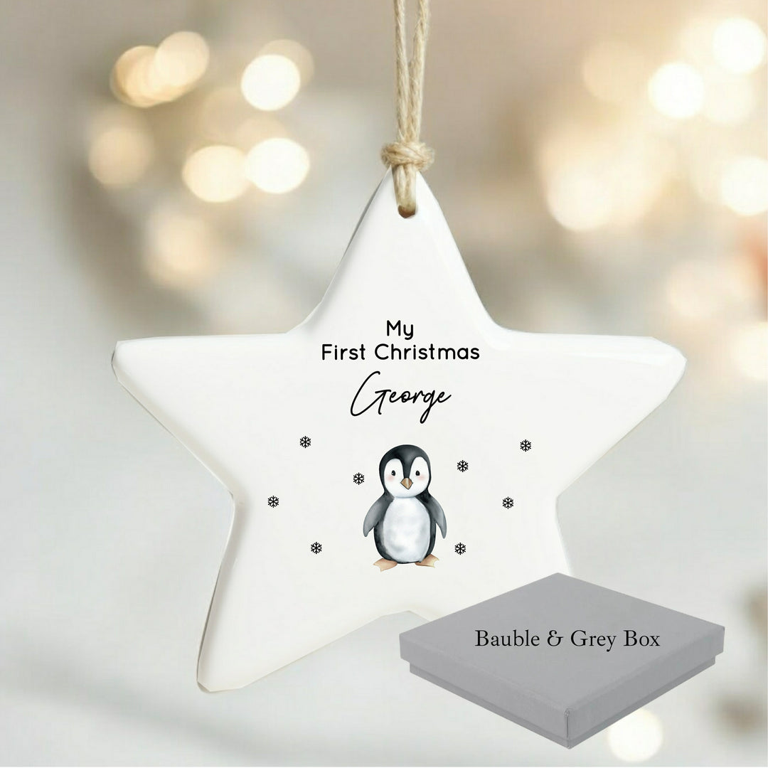 Personalised My First Christmas Penguin Star Bauble