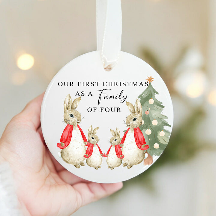 Our First Family Christmas As a Family of Four Red Rabbit Bauble
