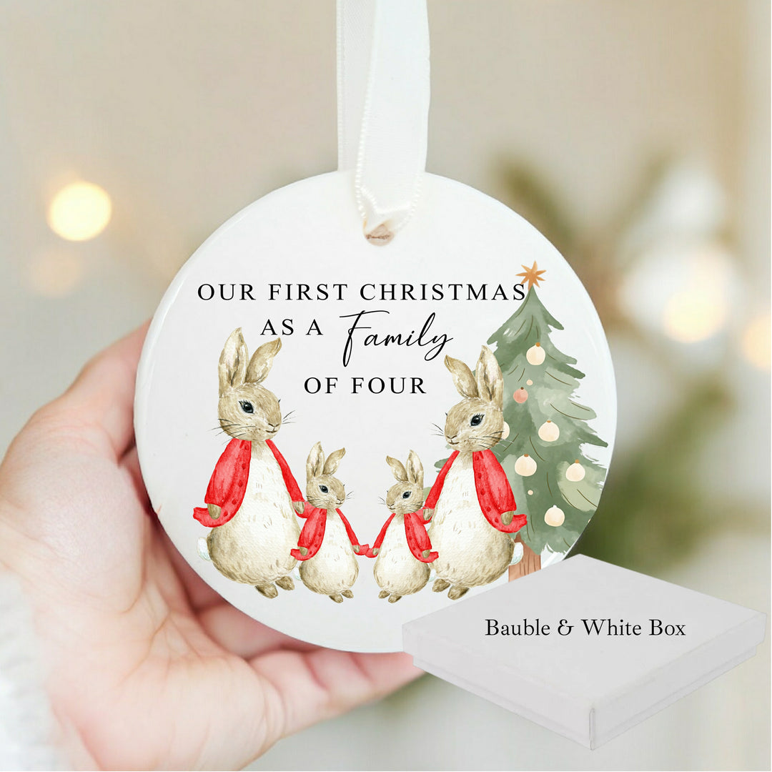 Our First Family Christmas As a Family of Four Red Rabbit Bauble