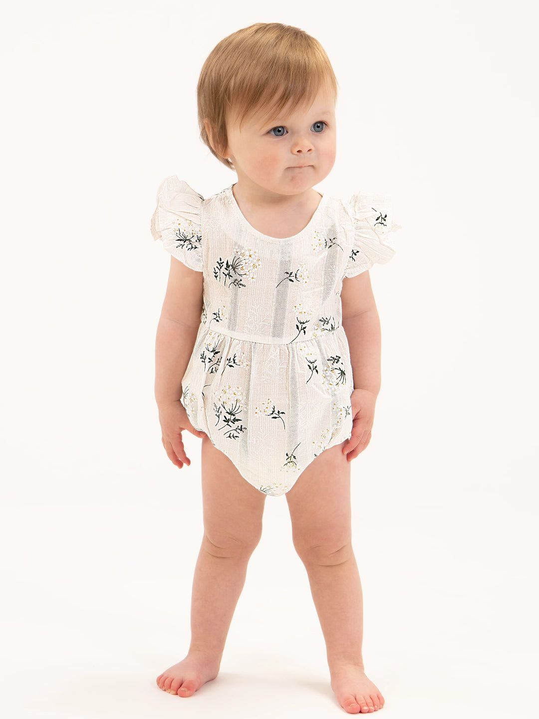 White Floral Frilly Jumpsuit Bodysuit