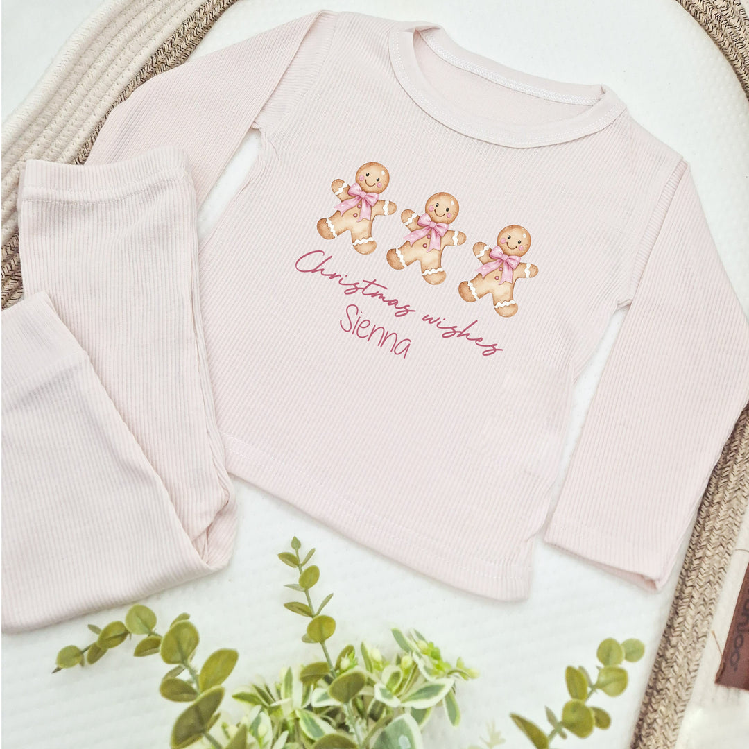 Personalised Gingerbread Christmas Wishes Ribbed Loungewear