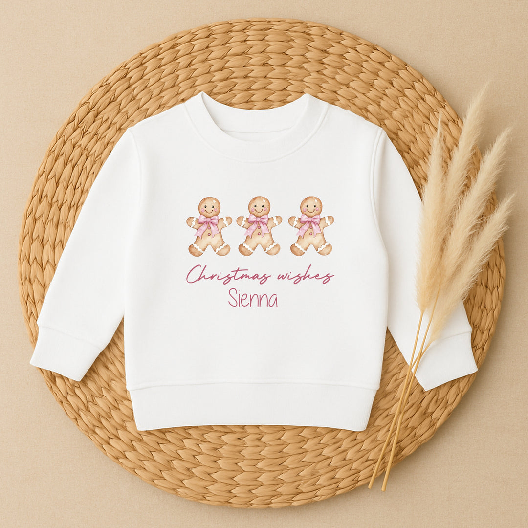 Personalised Kids Gingerbread Wishes Christmas Jumper