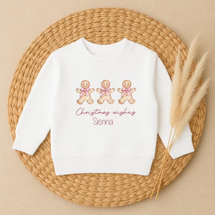 Personalised Kids Gingerbread Wishes Christmas Jumper