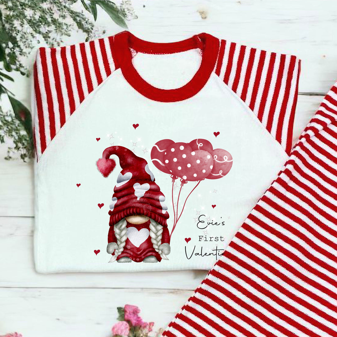 Girl Gonk Valentine's Day Red Striped Pyjamas