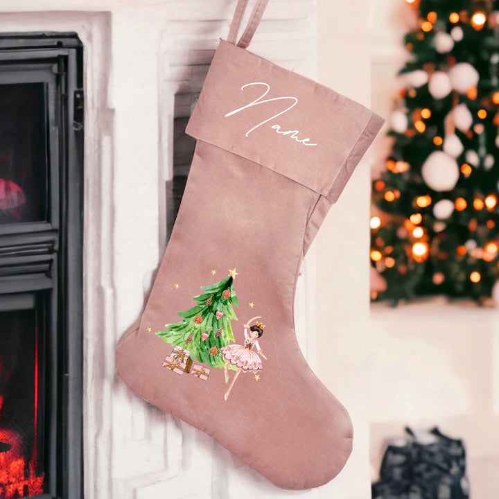 Personalised Pink Ballerina Christmas Stocking or Santa Sacks