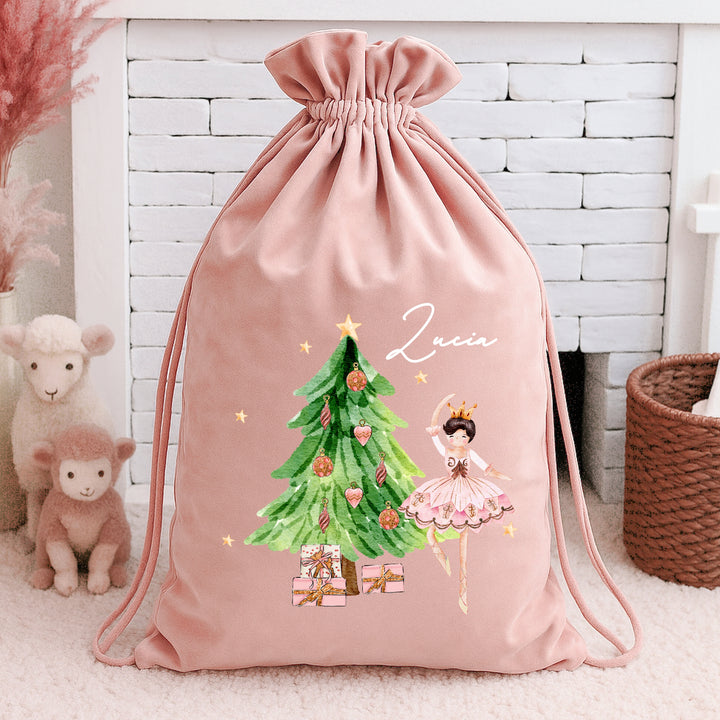 Personalised Pink Ballerina Christmas Stocking or Santa Sacks