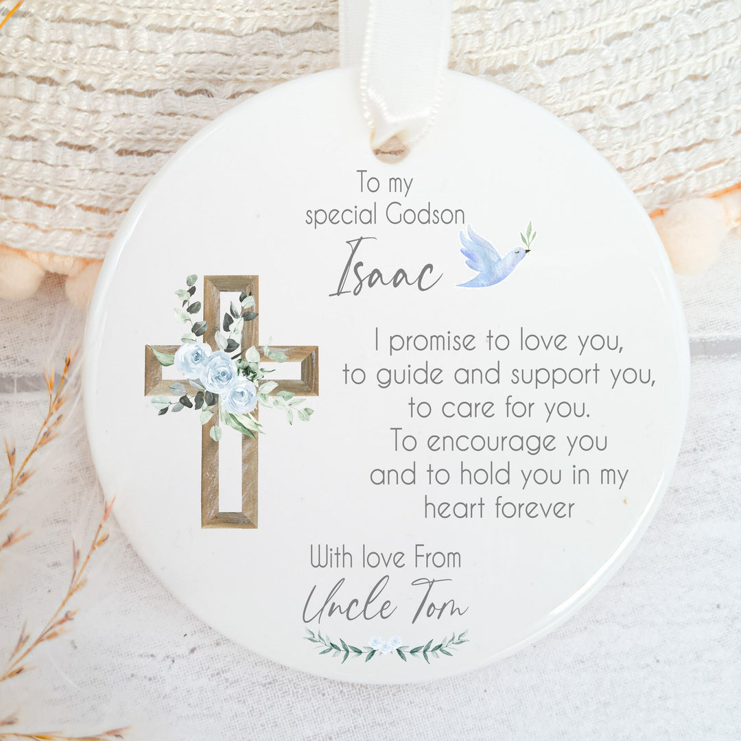 Personalised GodSon Poem Christening Ornament