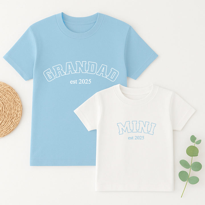 Personalised Grandad and Mini Est Blue Matching Outfits