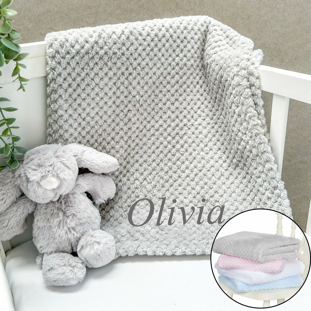 Personalised Embroidered Honeycomb Baby Blanket