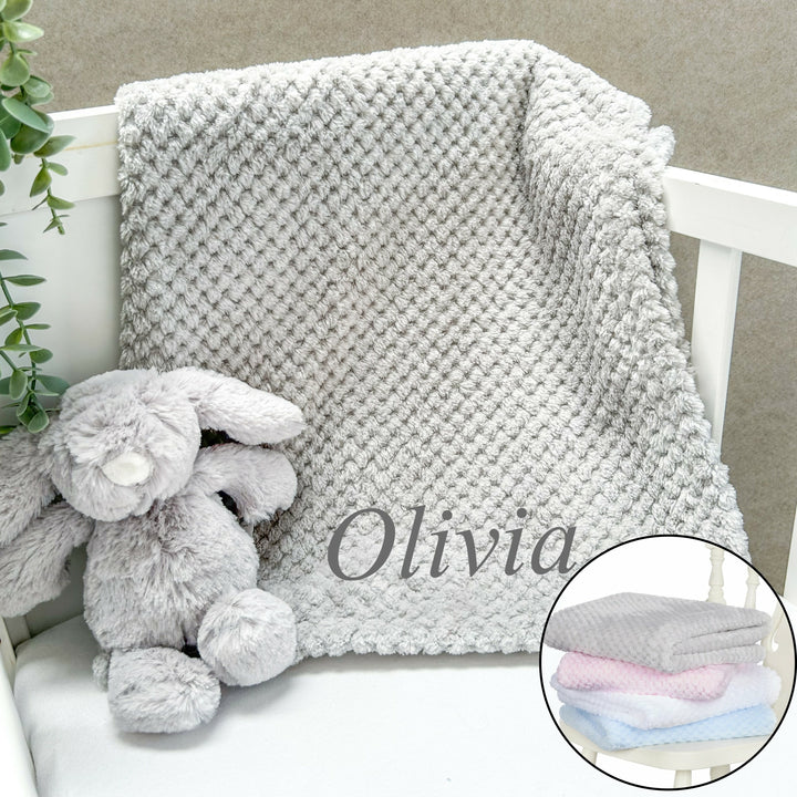 Personalised Embroidered Honeycomb Baby Blanket