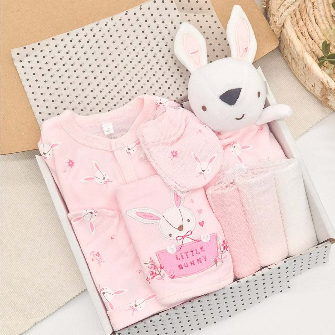Girls Pink Bunny 8 Piece Hamper Gift Set