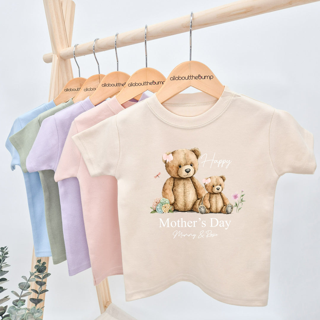 Personalised Happy Mother's Day Pink Teddies T-shirt