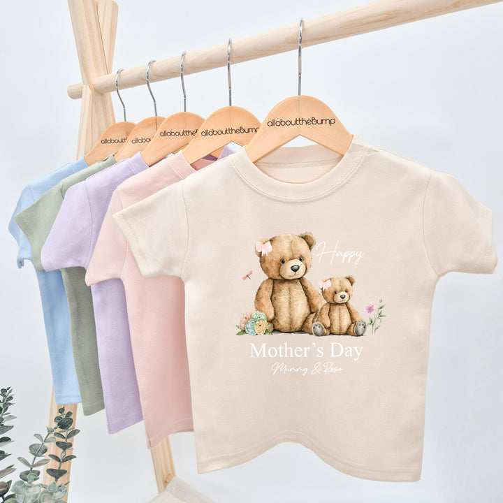 Personalised Happy Mother's Day Pink Teddies T-shirt