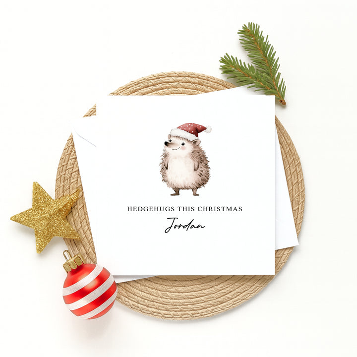 Personalised Hedgehugs Christmas Card