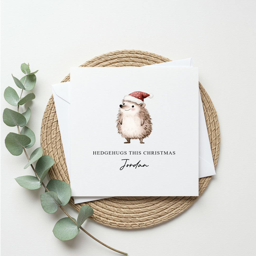 Personalised Hedgehugs Christmas Card