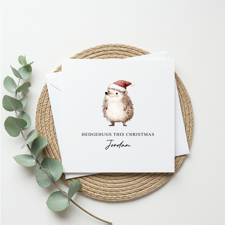 Personalised Hedgehugs Christmas Card