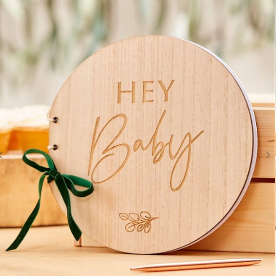 Botanical Baby Wooden Guest Book