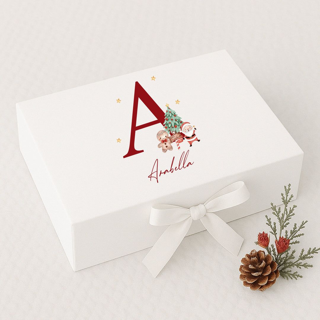 Personalised Red Initial Christmas Eve Box