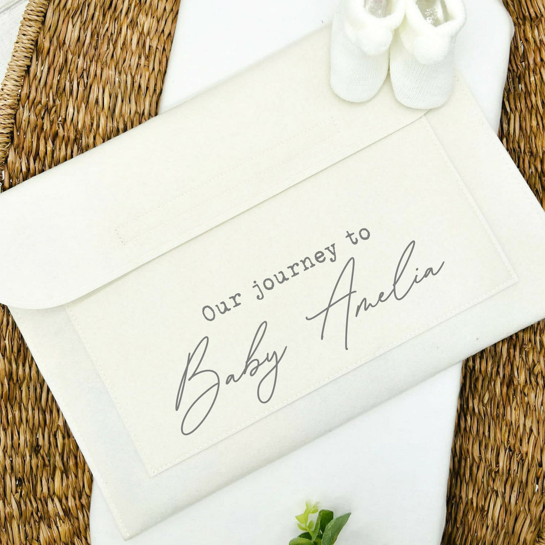 Personalised Our Journey To Preganacy/Maternity Notes Cream Folder