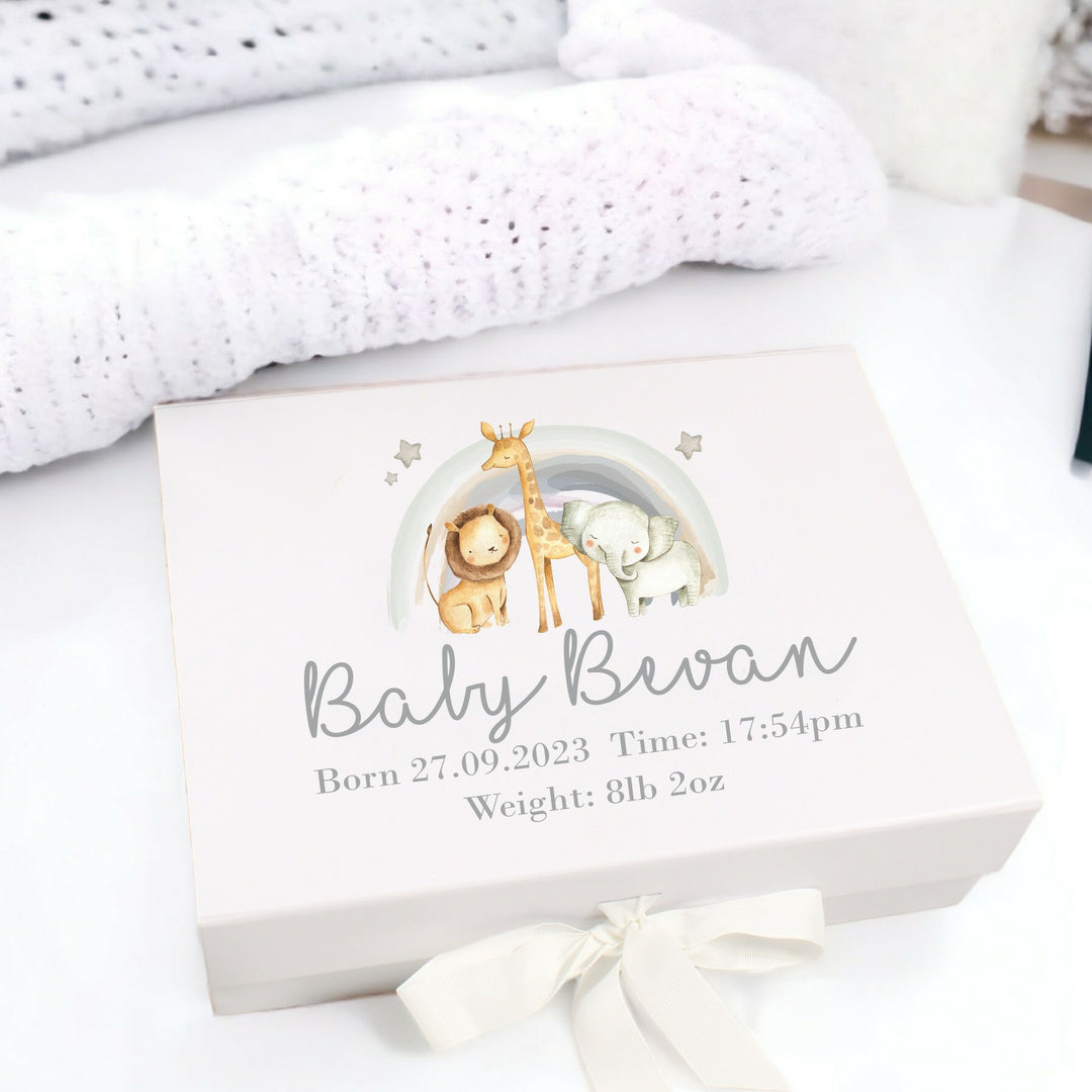 Personalised Jungle Rainbow Baby Box