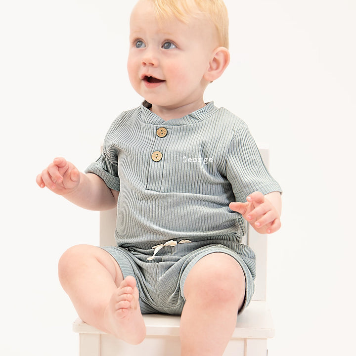 Personalised Ribbed Top & Shorts Set