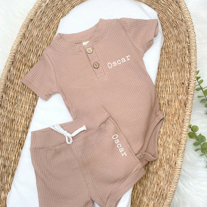 Personalised Ribbed Top & Shorts Set