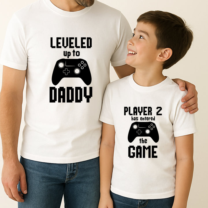 Leveled up to Daddy Gaming Matching Outfits