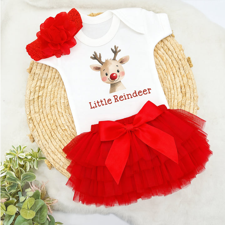 Little Reindeer Christmas Red Tutu & Vest Set