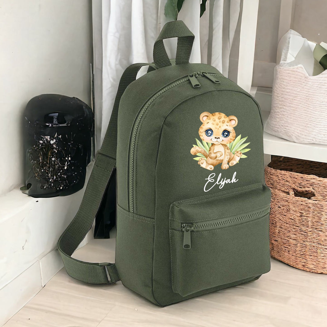 Personalised Little Lion Green Backpack
