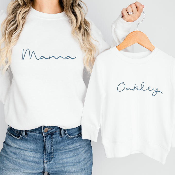 Personalised Mama and Mini Blue Matching Outfits