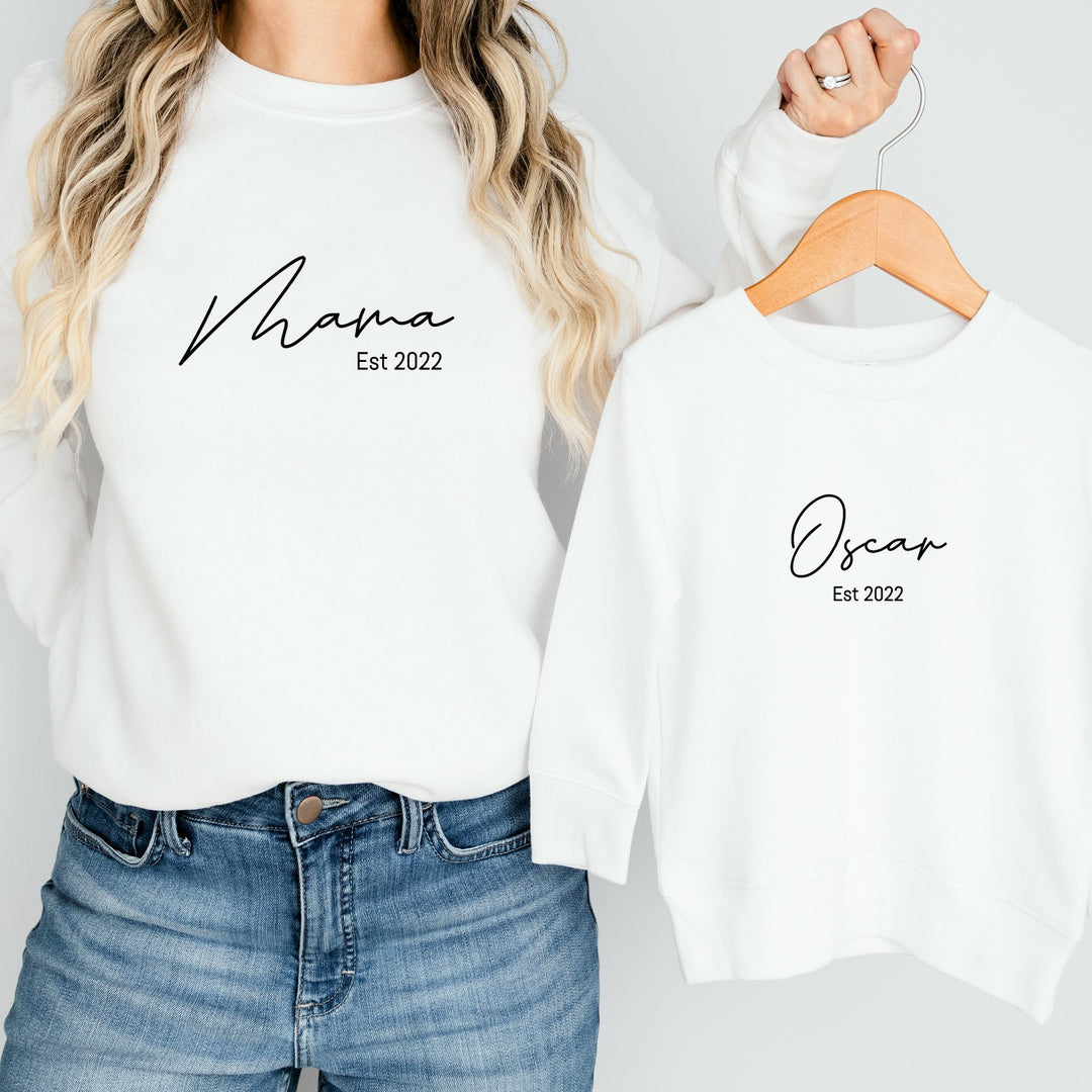 Personalised Mama Baby Est Black Matching Outfits