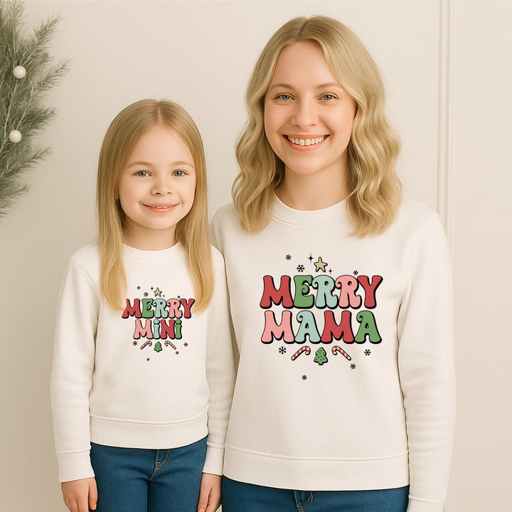 Retro Mama and Mini Christmas Matching Sweatshirts