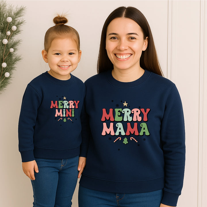 Retro Mama and Mini Christmas Matching Sweatshirts