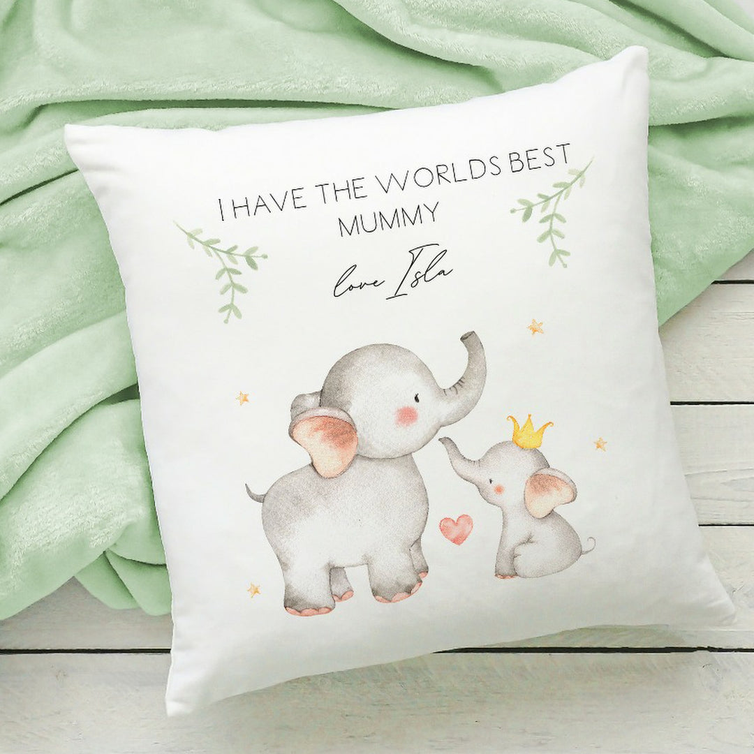 Personalised World's Best Nanny/Mummy Elephant Cushion