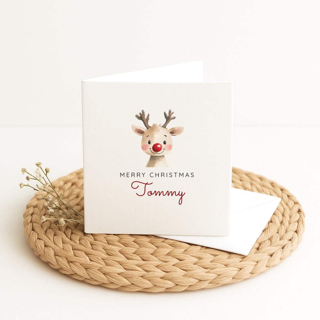 Personalised Merry Christmas Reindeer Christmas Card