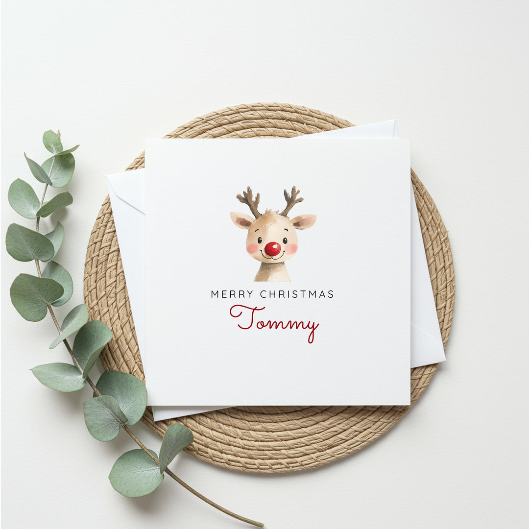 Personalised Merry Christmas Reindeer Christmas Card