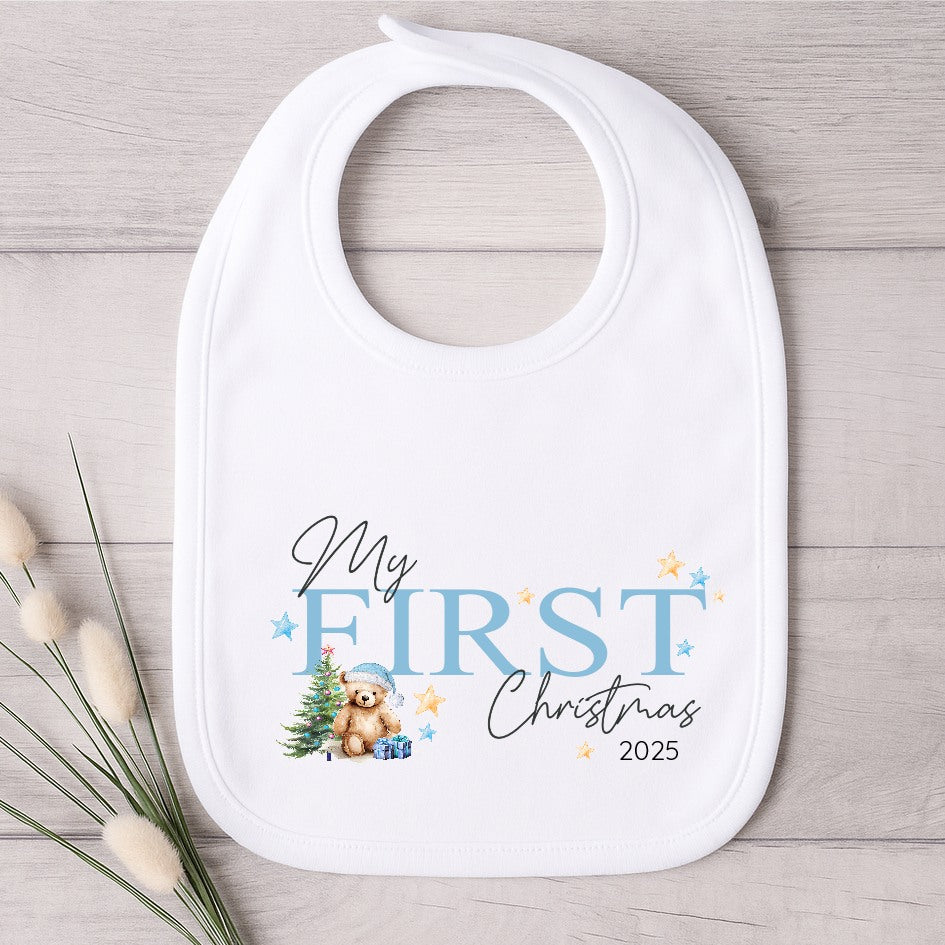 Blue My First Christmas Baby Grow/Vest/Bib