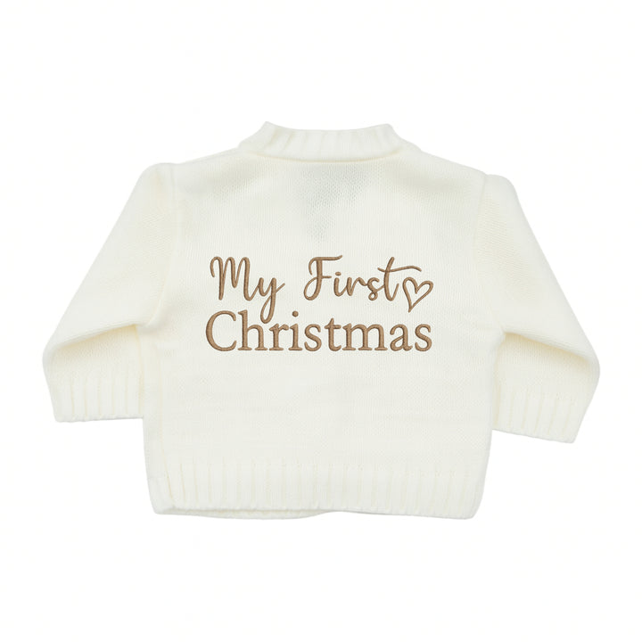 Embroidered My First Christmas Cardigan