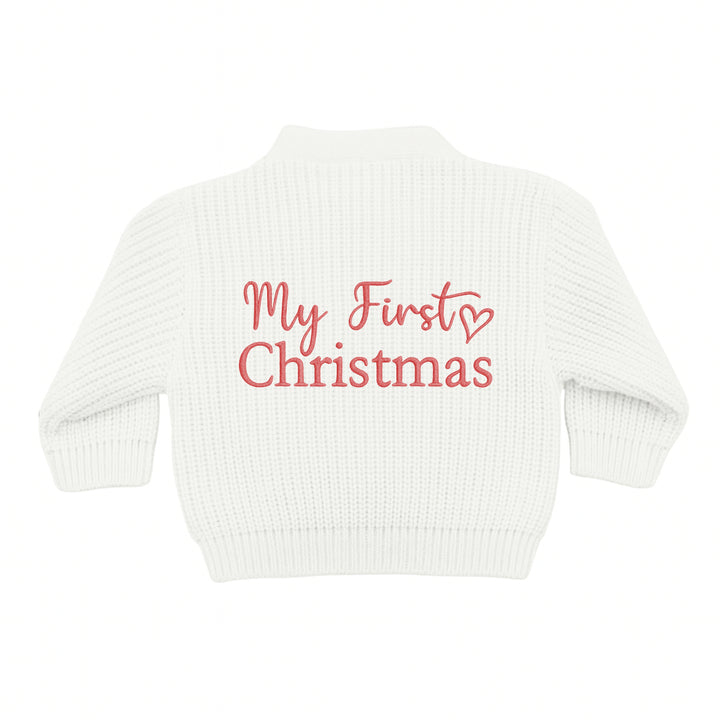 Embroidered My First Christmas Cardigan