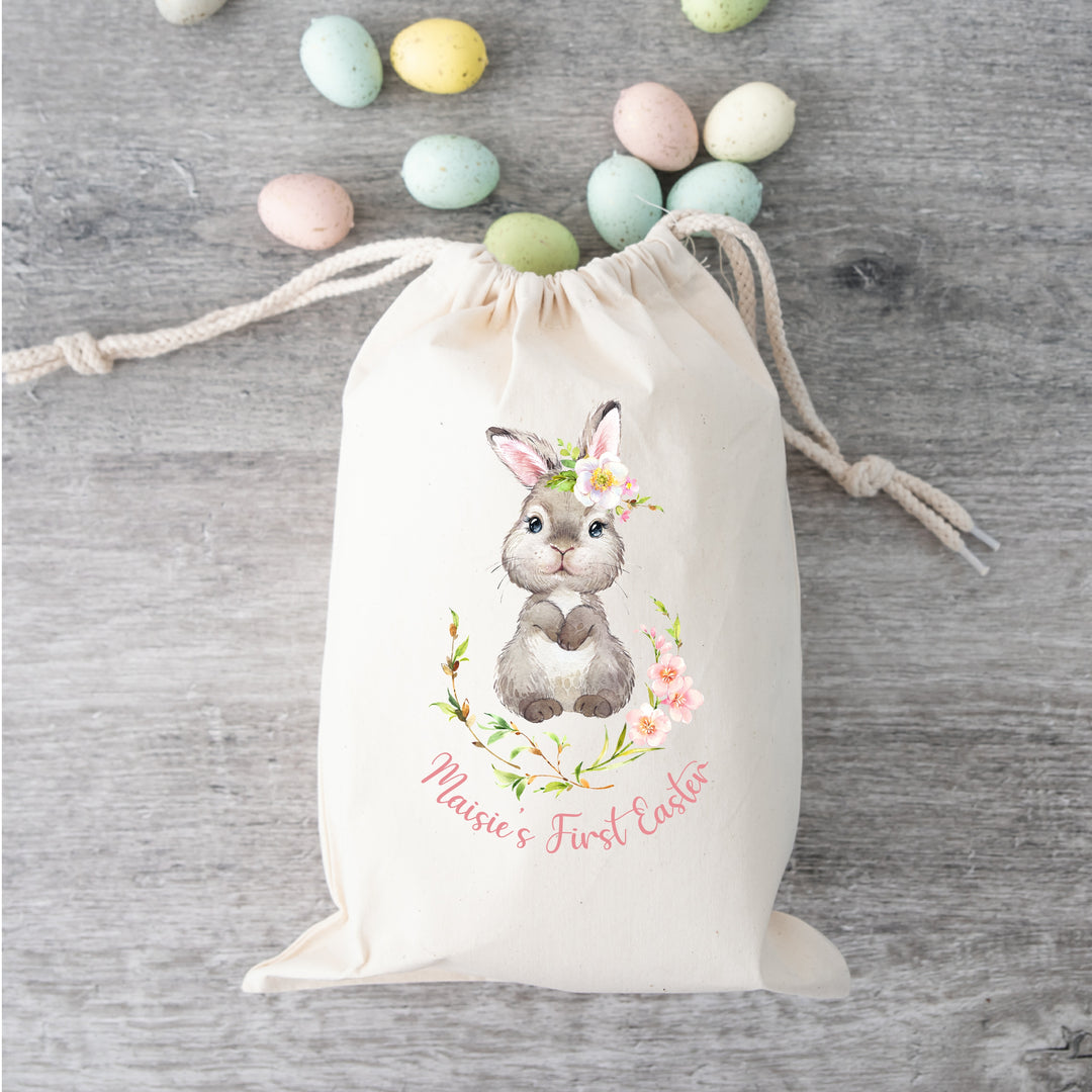 Personalised First Easter Bunny Wreath Treat Bag