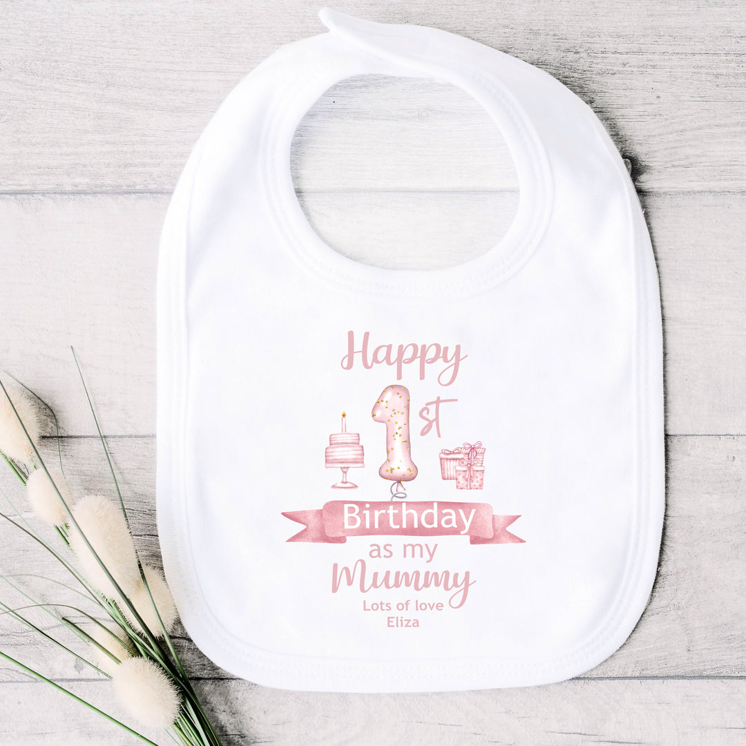 Personalised Happy 1st Birthday Mummy Pink Balloons Babygrow/Vest