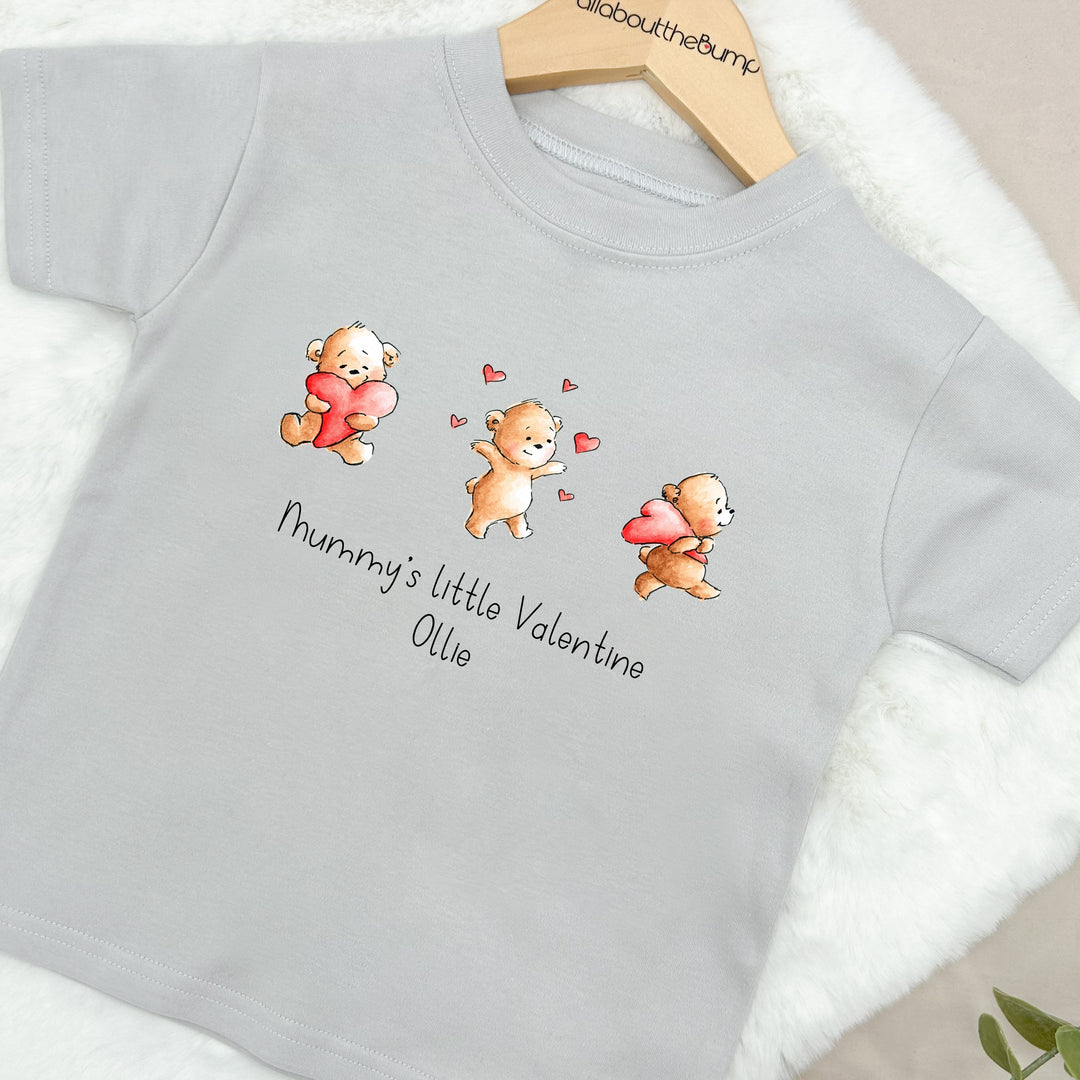 Mummy's Valentine T-shirt | Peach Blue Brown Grey