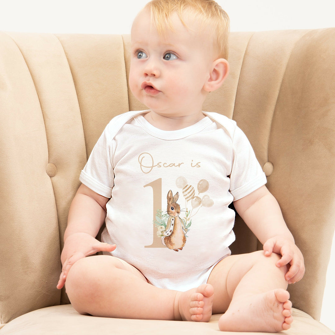 Personalised Beige Rabbit Birthday Vest