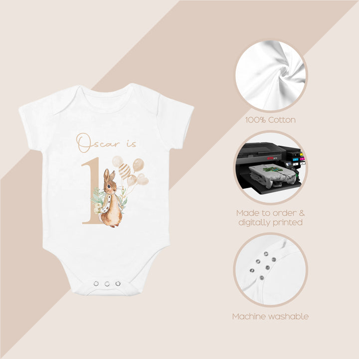 Personalised Beige Rabbit Birthday Vest