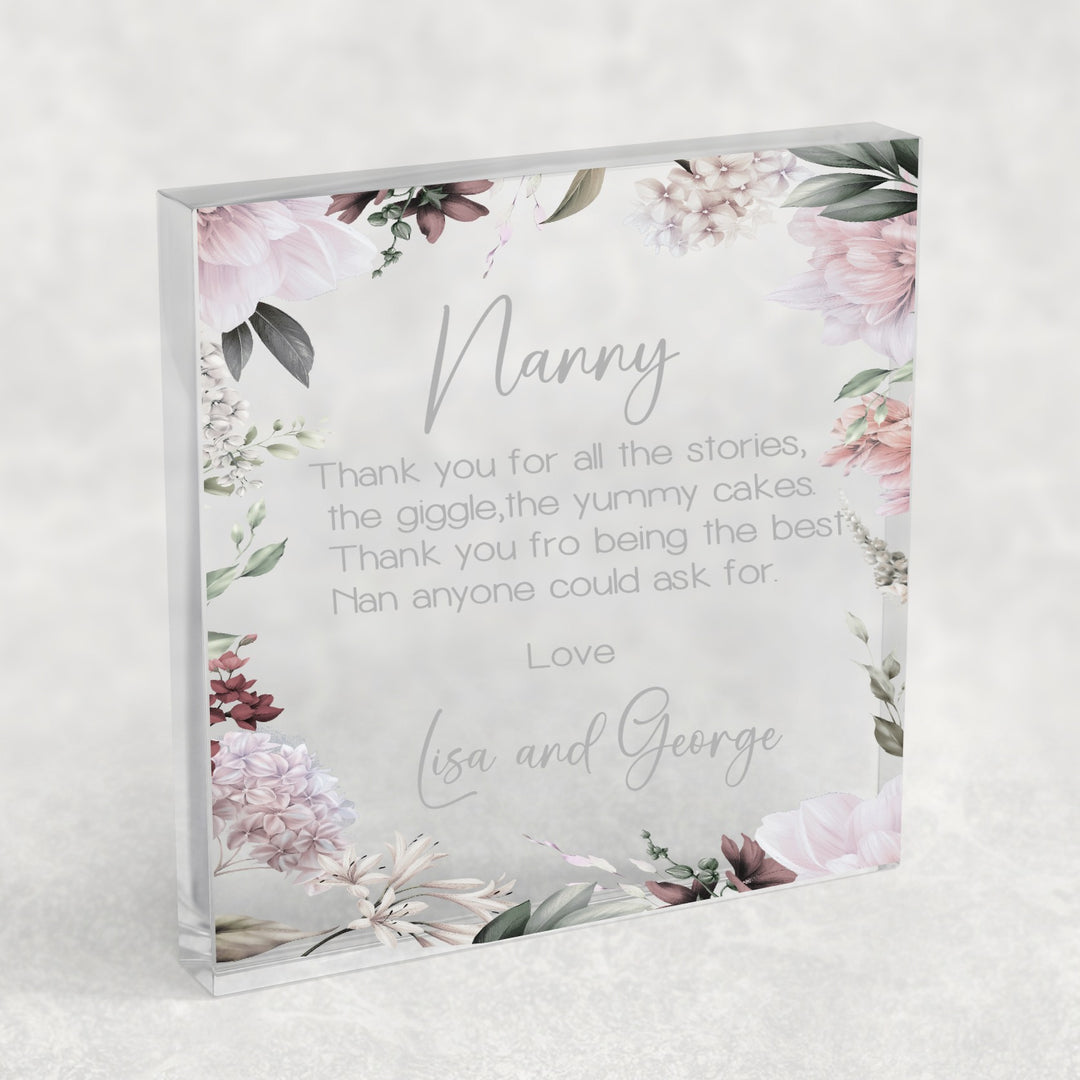 Personalised Thank You Nanny Acrylic Block