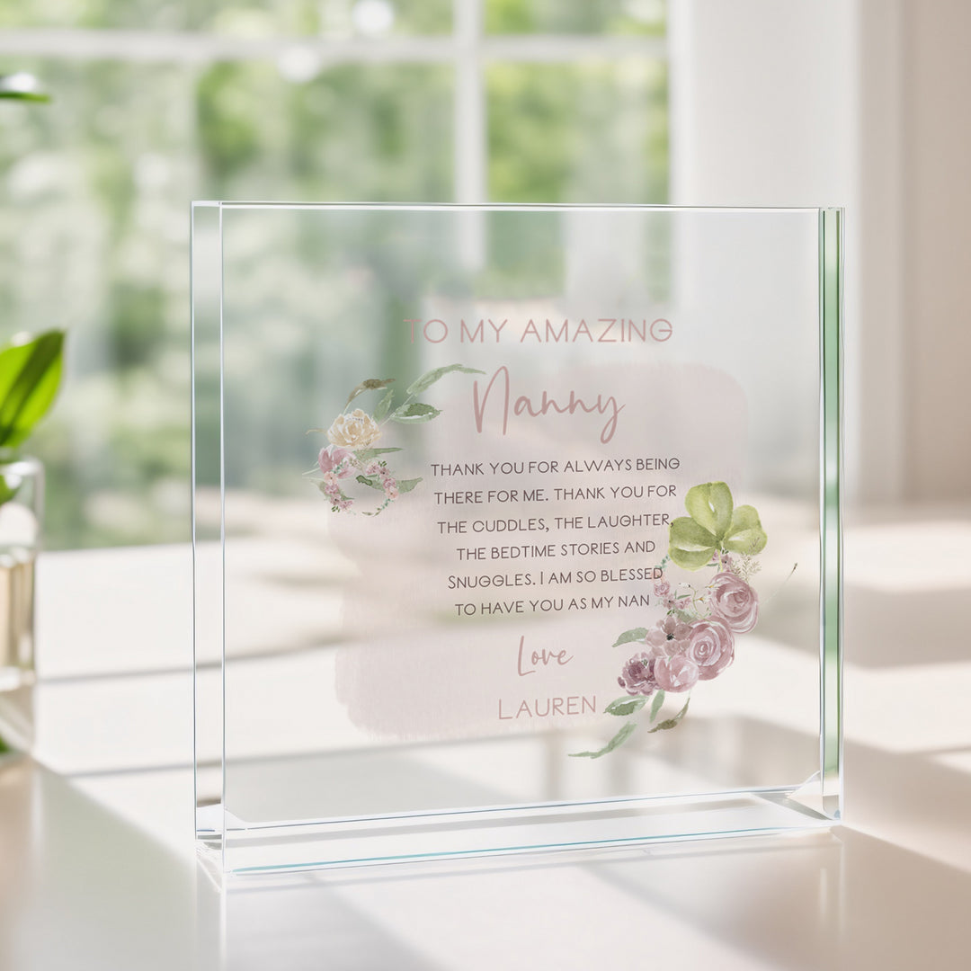 Personalised Pink Amazing Nanny Acrylic Plaque