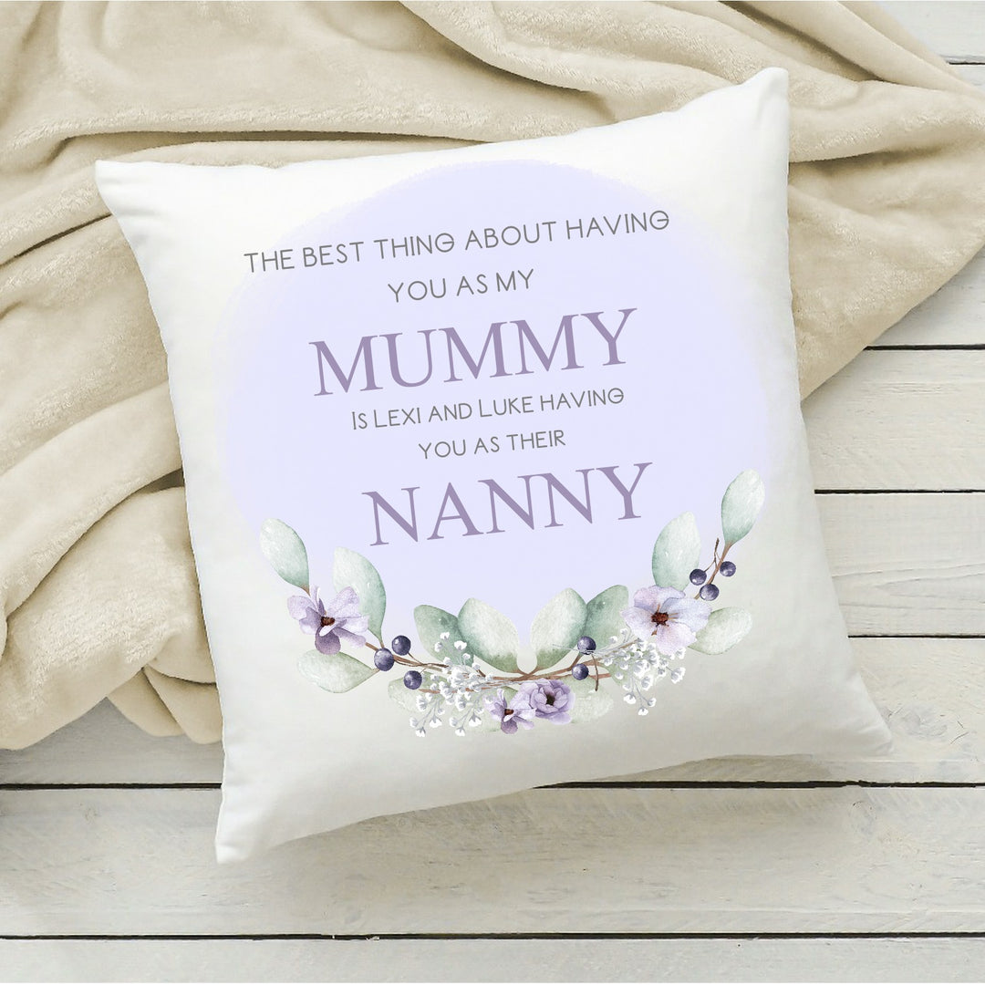 Personalised Purple Mummy Nanny Cushion