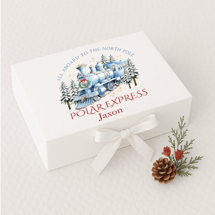 Personalised Blue Festive Train Christmas Eve Box